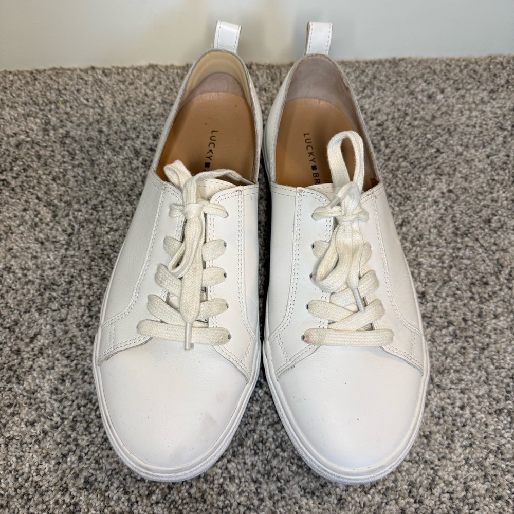 Lucky Brand White Genuine Leather Lace up Sneakers Casual Women’s EU 42 US 10